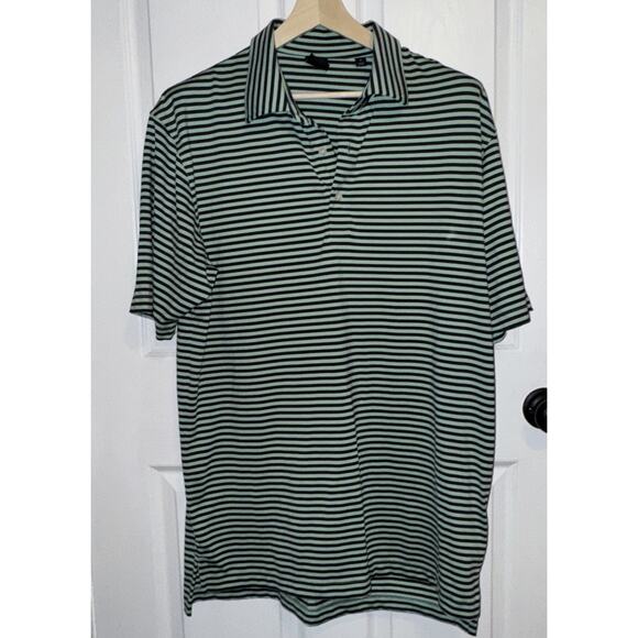 Dunning Golf Men’s Striped Polo Green Logo Size XL Performance Collared Button - Picture 1 of 8